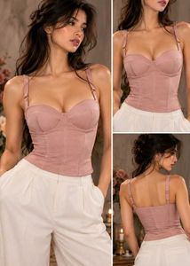 282510. Stylish Pink Corset Crop Top