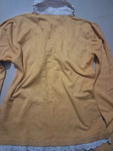y2k thrifted new Yellow Lace Trimmed Long Sleeve T