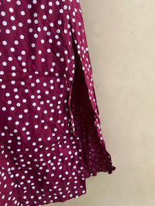 Maroon Polka Dot Midi Dress