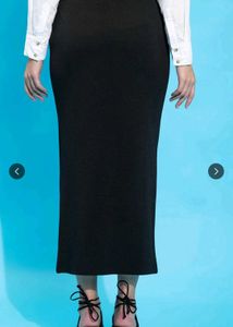Classic Black Midi Skirt with Slit