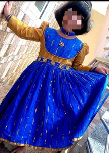 Rich Gold &amp; Blue gown (frock )with legging free na