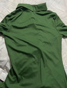 Green Shirt Ruched Dress