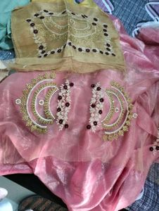 Embroidered Silk Saree pic any colour with blouse