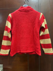 Red Zip-Up Cardigan
