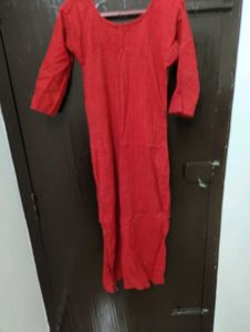 Beautiful Red Cotton Kurta