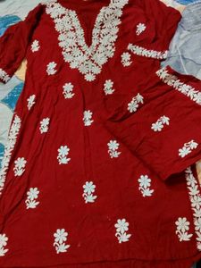 Maroon elegance paired with delicate Chikankari
