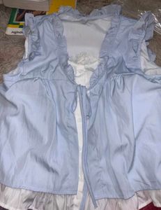 Light Blue Ruffle Blouse