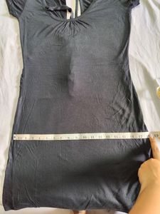 Party Wear Black Dress With Back Neckline Cut.