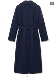Classic Navy Wool Blend Belted Coat