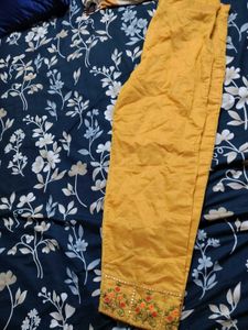 Orange embroidered  pants