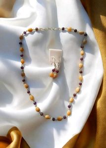 Natural Crystal Necklace With Earrings + Freebie