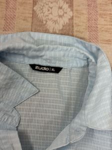Light Blue Collared Crop Shirt