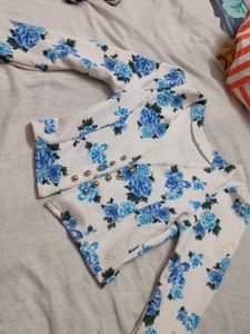 Floral Print White Jacket