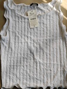 White Textured Sleeveless Top