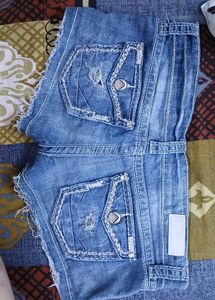 ripped low rise Denim Shorts