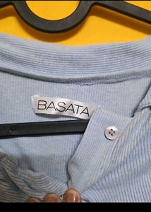 Basata Light Blue Collared Cropped Top
