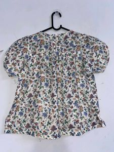 Cute Floral Puff Sleeve Top