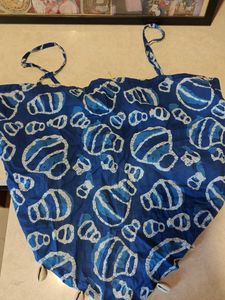 Bohemian Blue Shell Print Crop Top