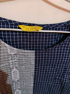 Aurelia - Navy Blue &amp; Grey Kurti (S)