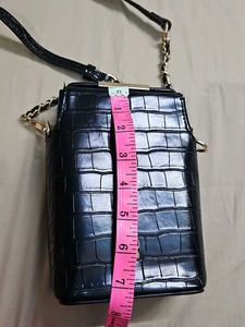 Maria Kurki Black Croc Embossed Crossbody Bag
