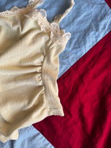 butter yellow lace camisole tank top