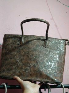 Embossed Leather Tote Bag