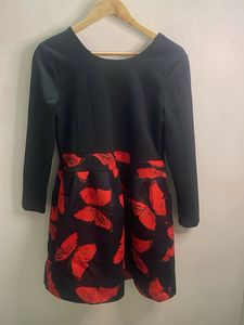 Black Butterfly Print Dress