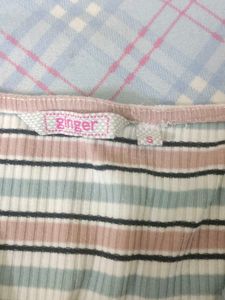 Striped Ruched V-Neck Crop Top