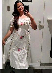 Embroidered White Midi Dress