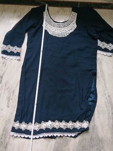 Dark Blue Kurta with Lace