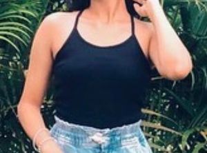 Black Ribbed Racerback Tank Top