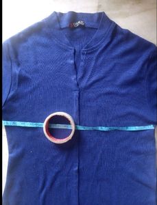 Blue Woolen Kurti With Both sides Pocket