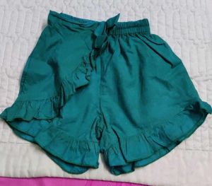 Chic Teal Ruffle Shorts
