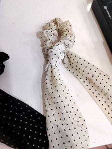 Polka Dot Hair Scrunchies with Scarves