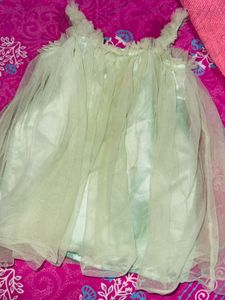 Net Light Green Tulle Kids Frock