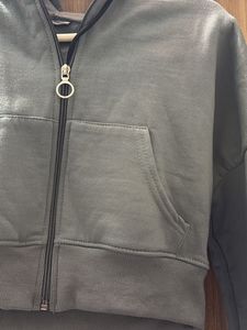 Grey Cropped Zip-Up Hoodie
