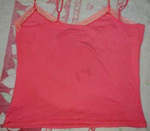 Coral Lace Trim Cami Tank Top
