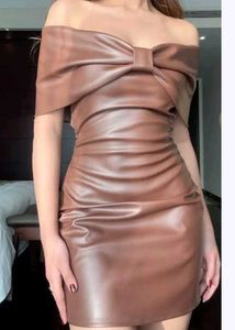 savana Chic Brown Off-Shoulder Dress