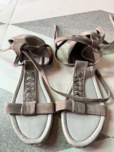 Stylish Grey Tie-Up Sandals