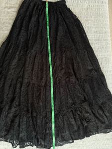Black Lace Tiered Maxi Skirt