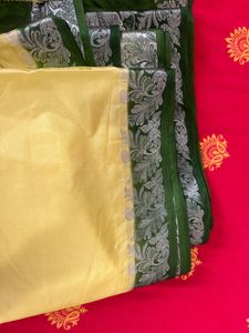 Beautiful Yellow Saree with Green Border