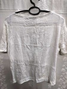 White Floral Sheer Top
