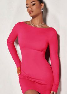 Kotty-Hot Pink Bodycon backless mini dress