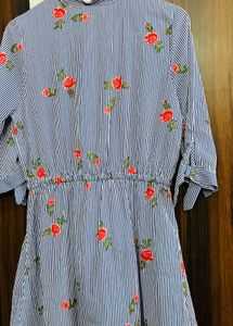 Blue Striped Floral Print tunic