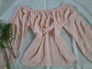Annabelle By Pantaloons Off Shoulder Peach Top