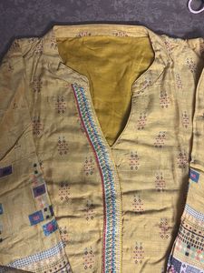 Yellow Printed Kurta with Embroidered Neckline