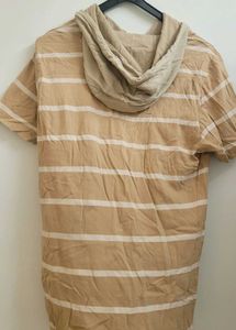 Striped Short-Sleeve Hoodie T-Shirt
