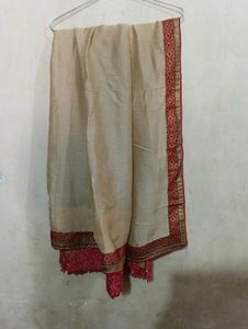 Light Brown Colour Saree with Pink border line