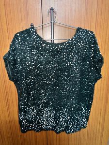 Sequin Dark Green Party Wear Top