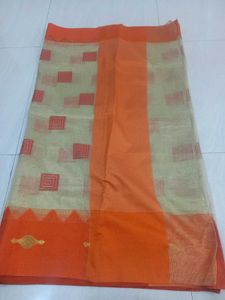Beautiful Orange &amp; Beige Saree